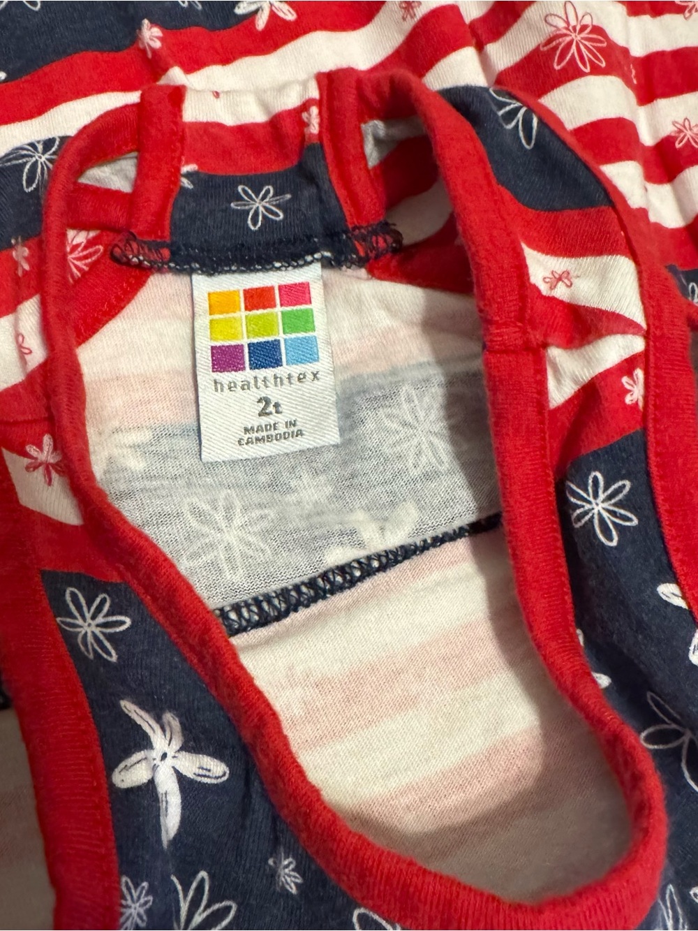 Healthtex Patriotic Dress 2T Red White Blue Flowers 4th of July - Picture 4 of 4
